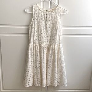 Eyelet dress,cotton,preppy,cute,trendy, lined except for yoke, back zip,summer